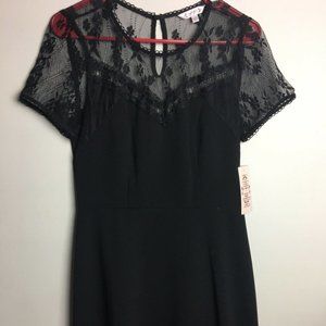 Nanette Lepore Women's Size 4 Black Poetic Love Lace Short Sleeve Dress